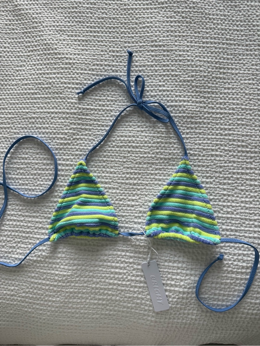 Bright Swimwear : Triangle Bikini Top - Blue, Green & Yellow